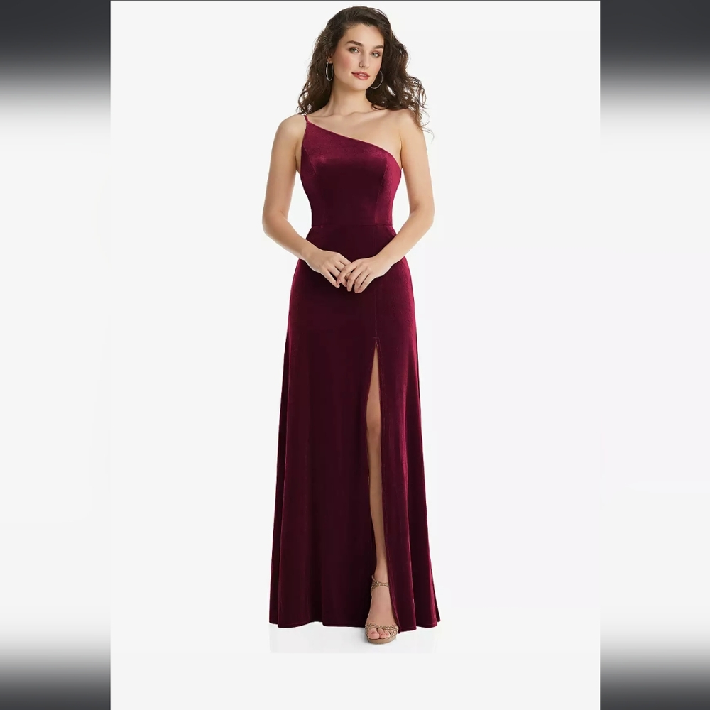 NWT After Six 1556 Lux Velvet Long Maxi Dress Cabernet Burgundy